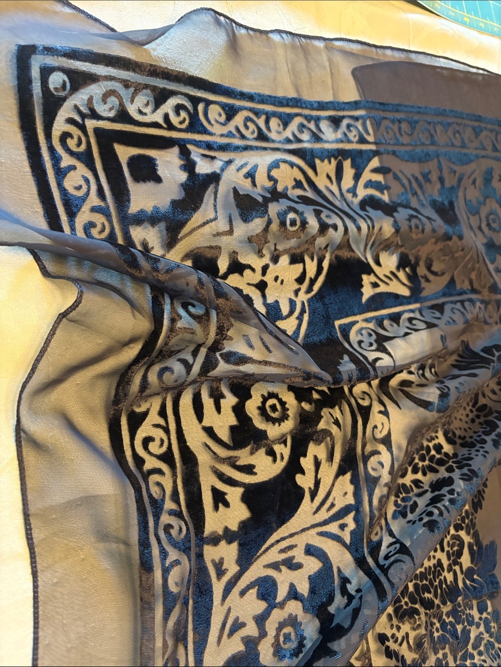 Black Decorative Velvet Burnout scarf